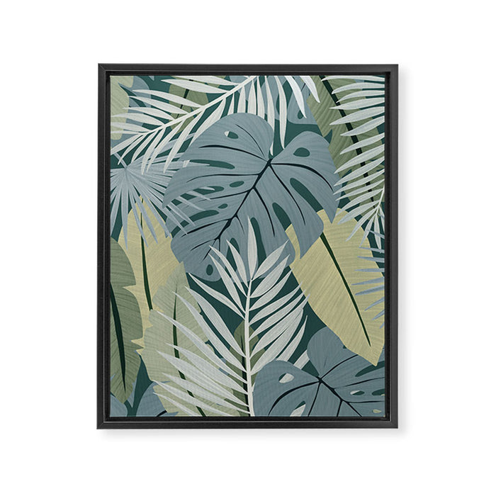 Blue tropical leaves Framed Canvas Print Gallery Image 1