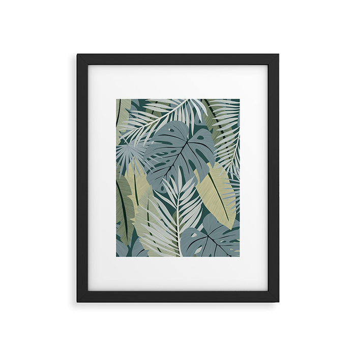 Blue tropical leaves Framed Art Print Gallery Image 1