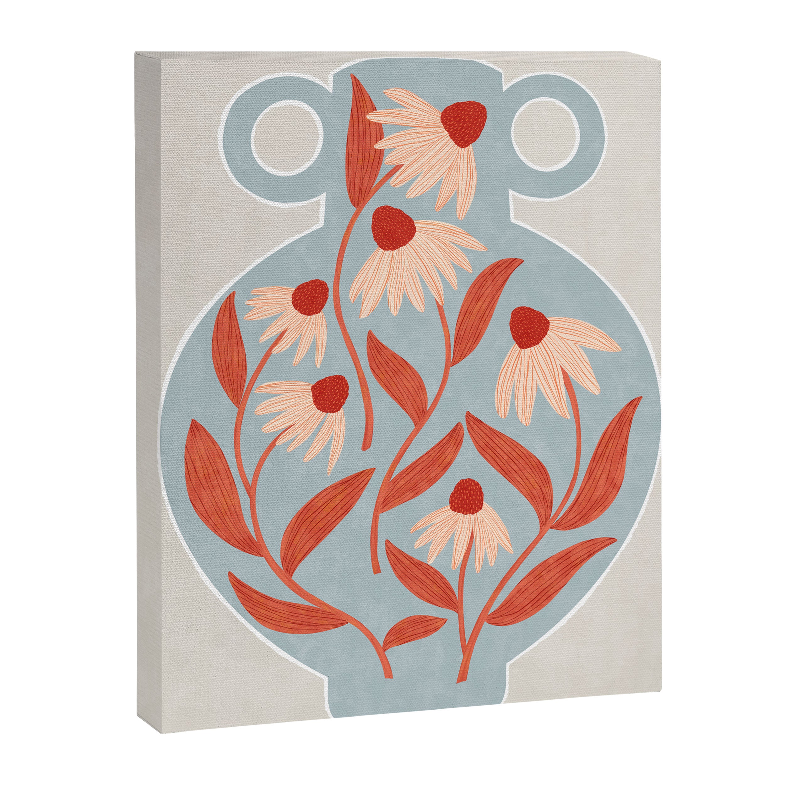 Blue Vase of Daisies Canvas Print Gallery Image 6