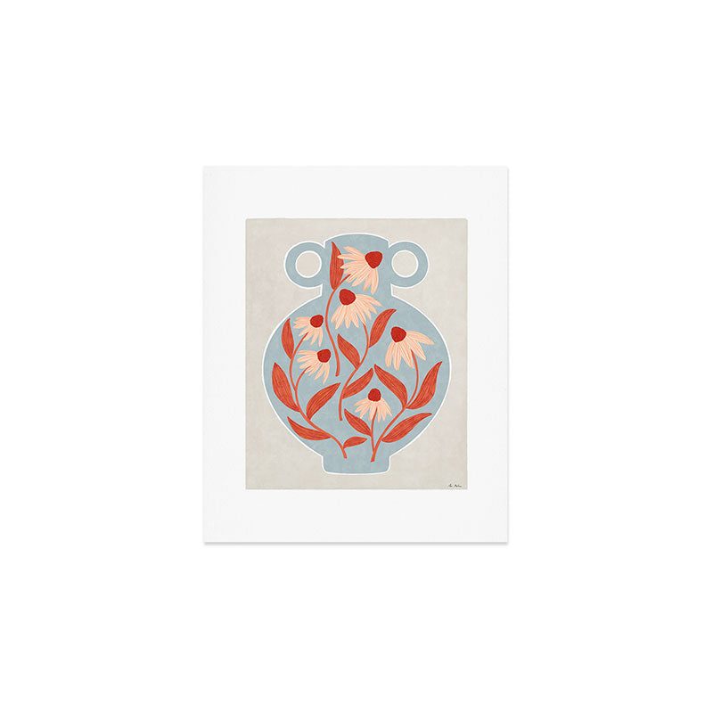 Blue Vase of Daisies Art Print Gallery Image 1