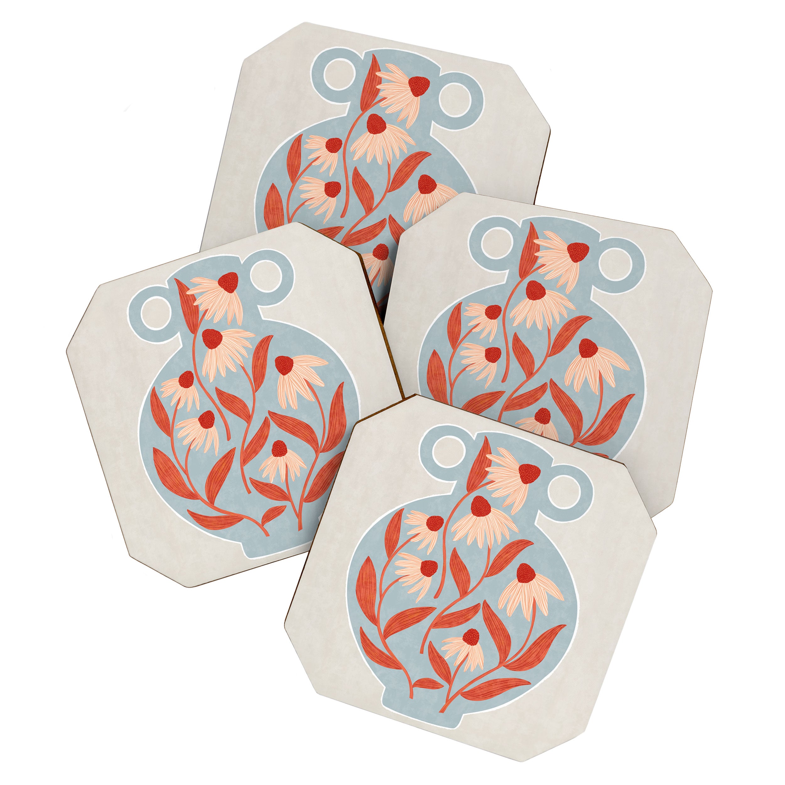 Blue Vase of Daisies Coaster Gallery Image 1