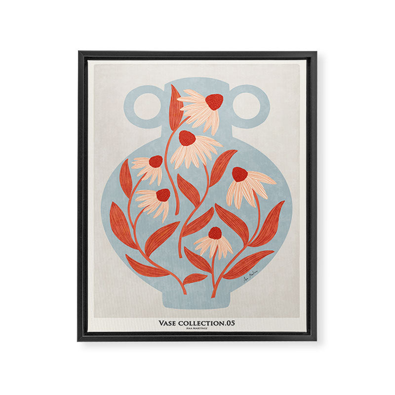 Blue Vase of Daisies Collection Framed Canvas Print Gallery Image 6