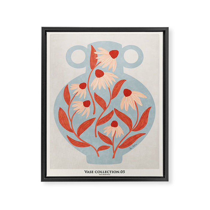 Blue Vase of Daisies Collection Framed Canvas Print Gallery Image 1