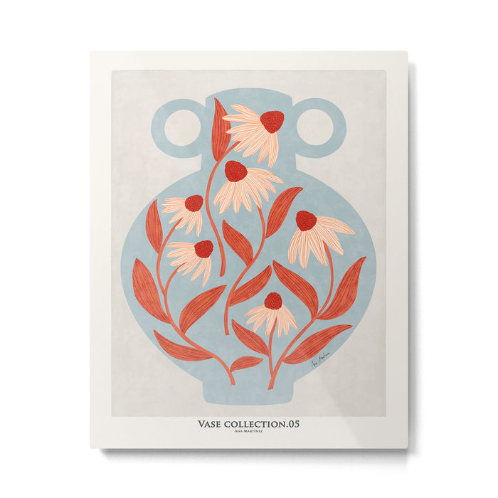 Blue Vase of Daisies Collection Metal Print Gallery Image 1
