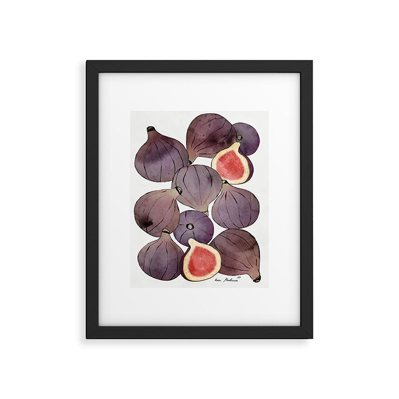 figs still life botanical watercolor Framed Art Print