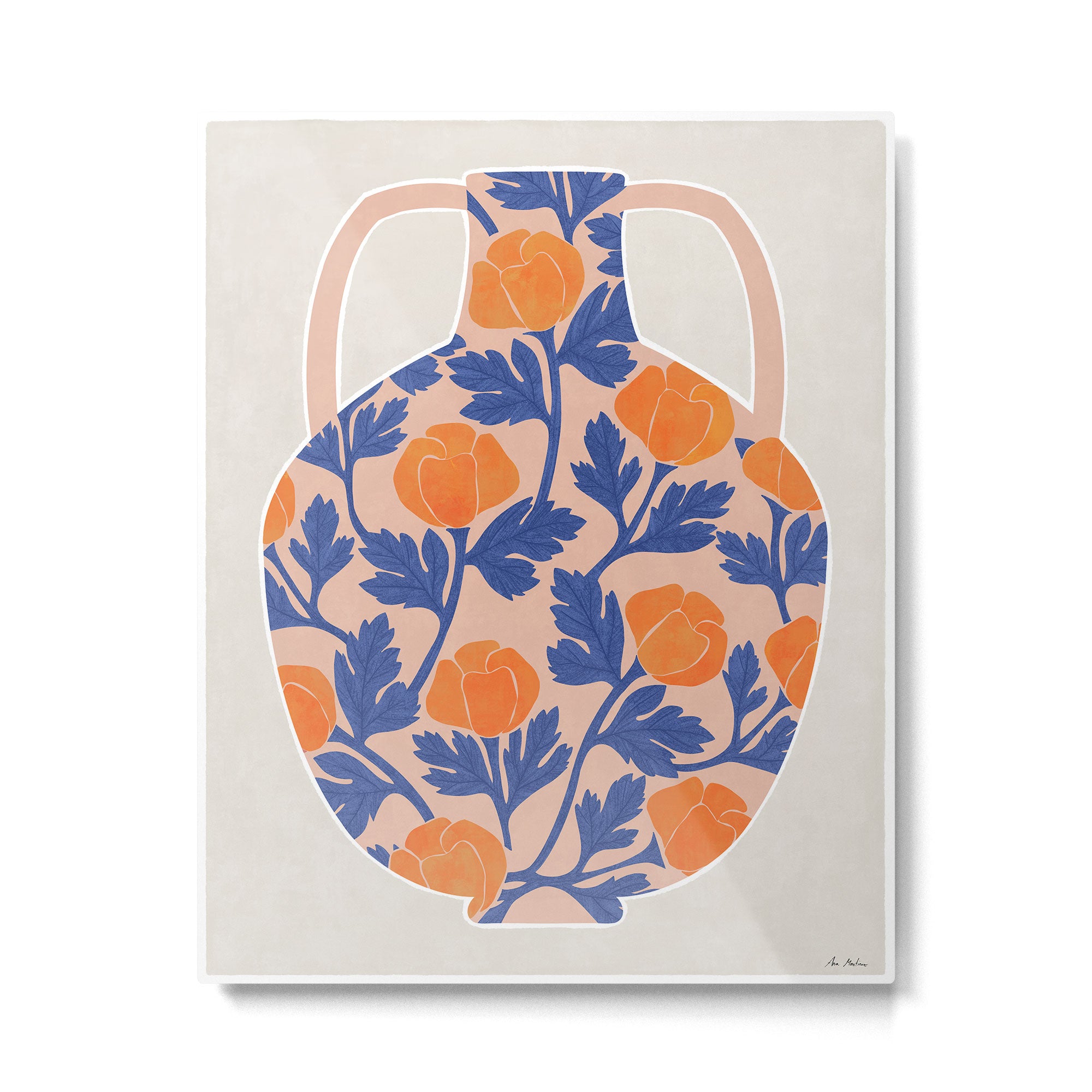 flowers and vase Metal Print Gallery Image 4