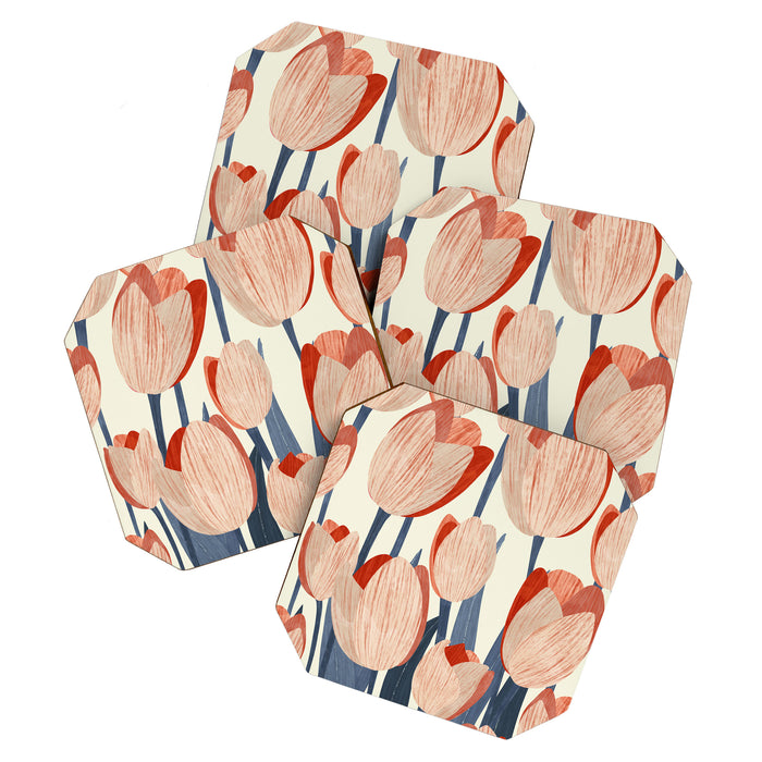 Flowers Tulips pattern Coaster Gallery Image 1