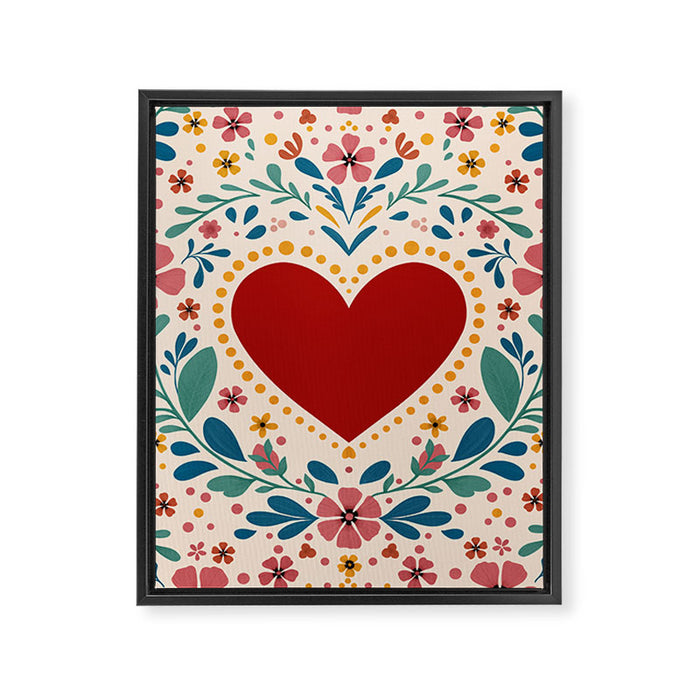 Folkloric heart Framed Canvas Print Gallery Image 1