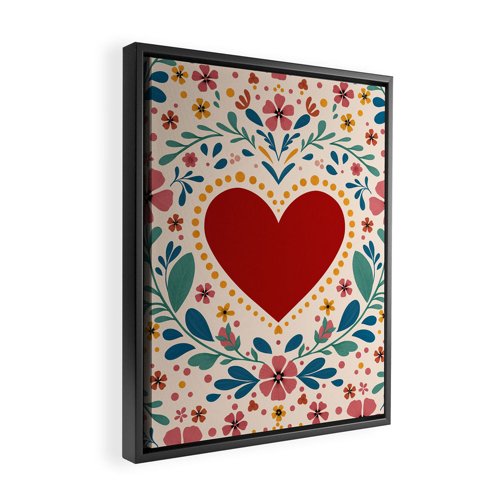 Folkloric heart Framed Canvas Print Gallery Image 2
