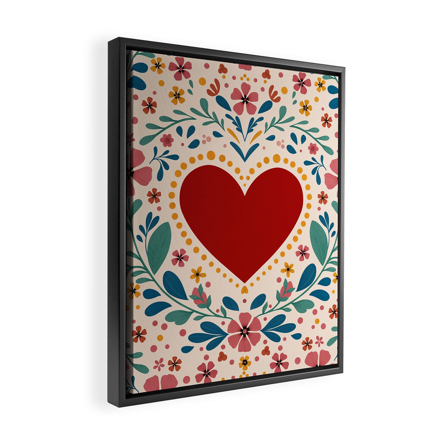 Folkloric heart Framed Canvas Print Gallery Image 2