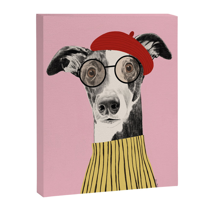 French style greyhound dog portrait Canvas Print Gallery Image 1