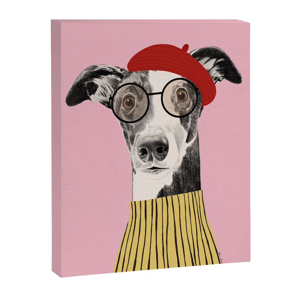French style greyhound dog portrait Canvas Print Gallery Image 6