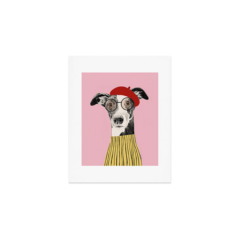 French style greyhound dog portrait Art Print Gallery Image 1