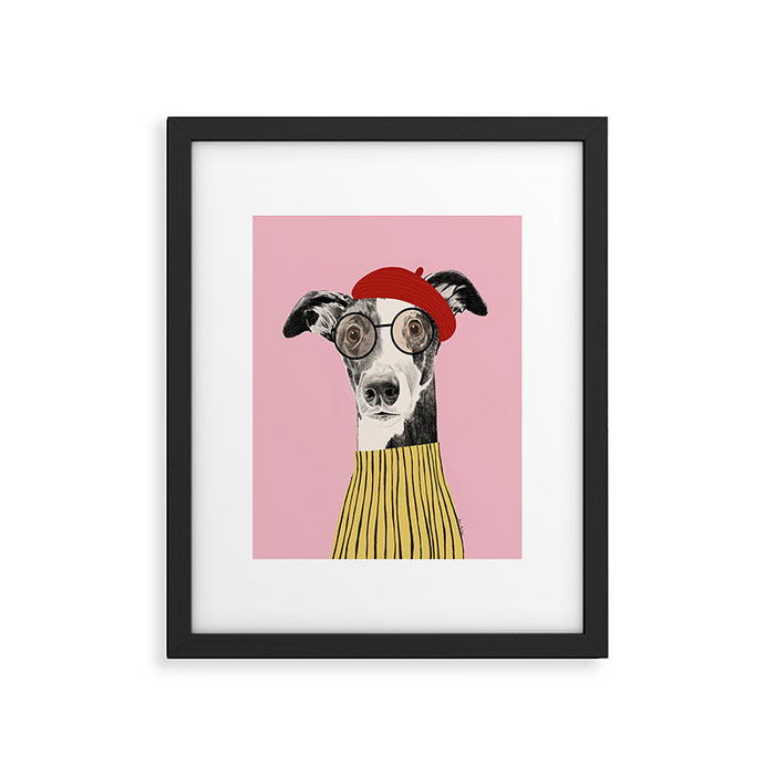 French style greyhound dog portrait Framed Art Print Gallery Image 1