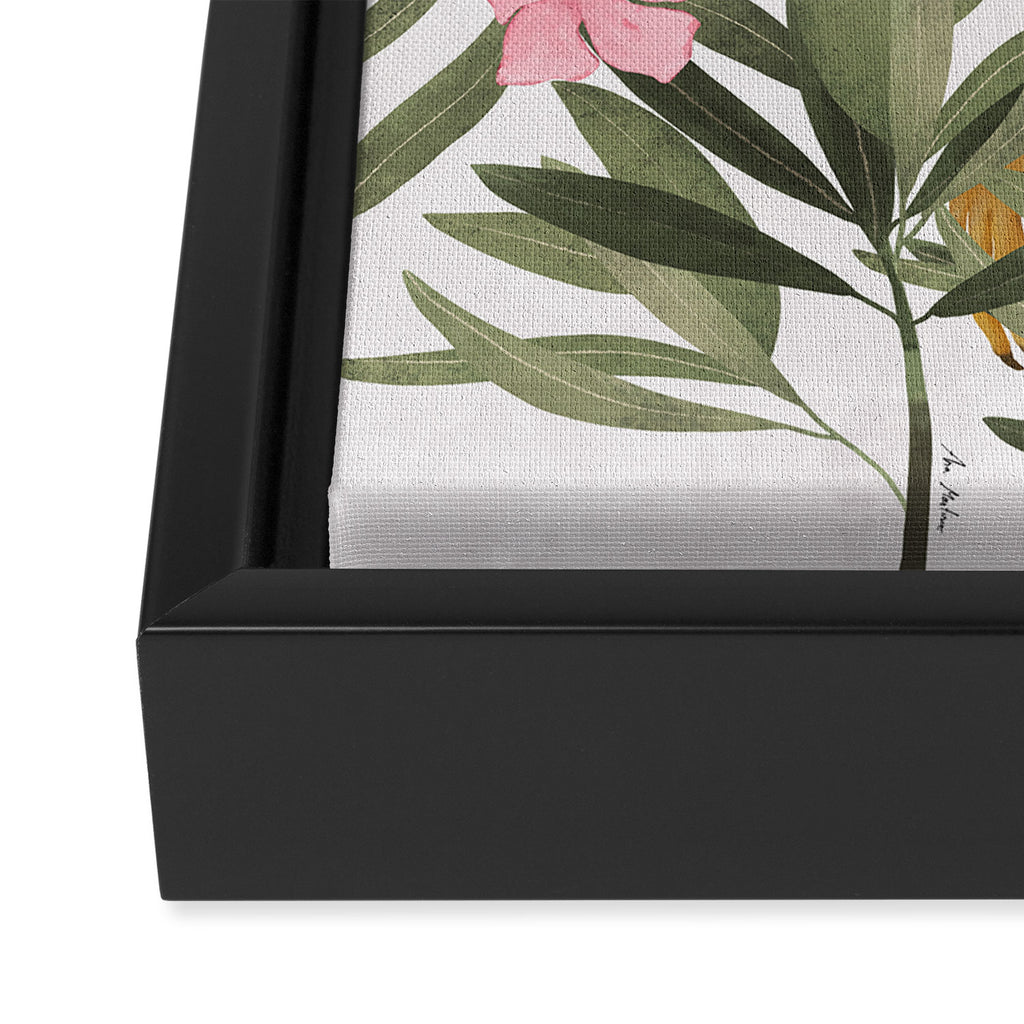 Gray heron and oleander plant - Framed Canvas Print Gallery Image 3