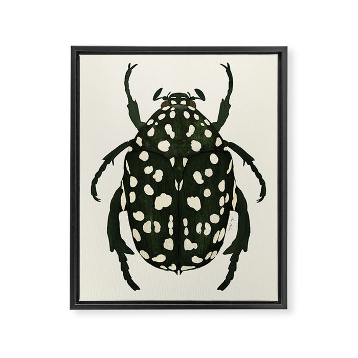 green beetle insect Framed Canvas Print Gallery Image 1