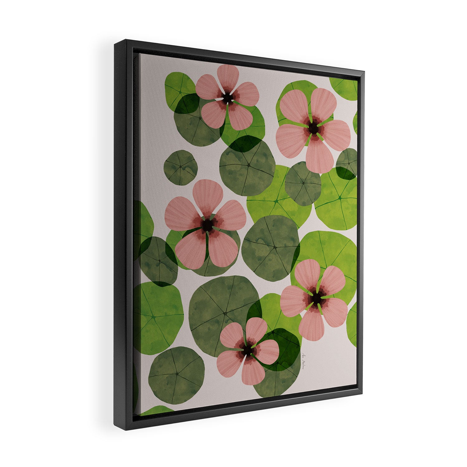 Green water lilies Framed Canvas Print Gallery Image 2