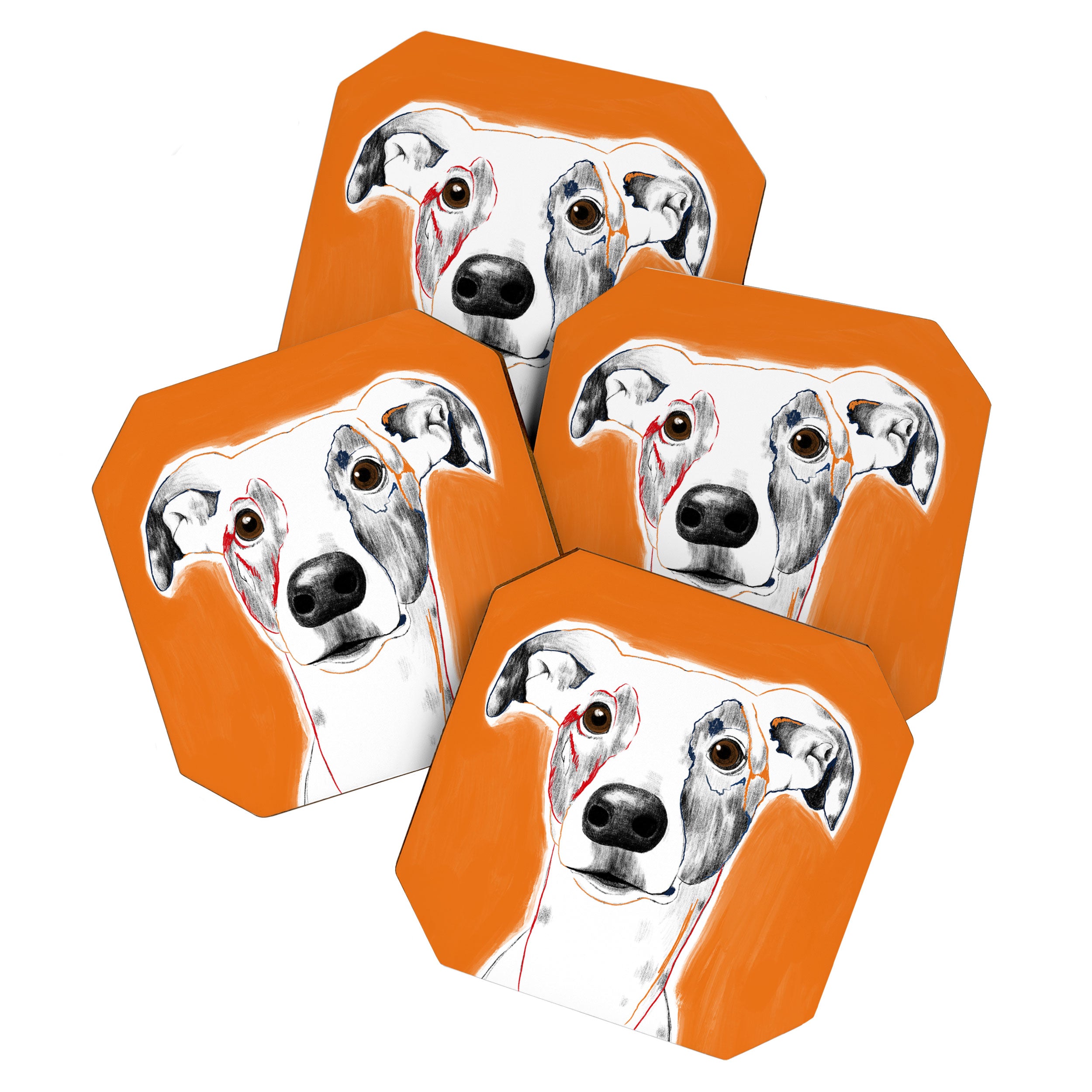 Greyhound dog portrait Coaster Gallery Image 1