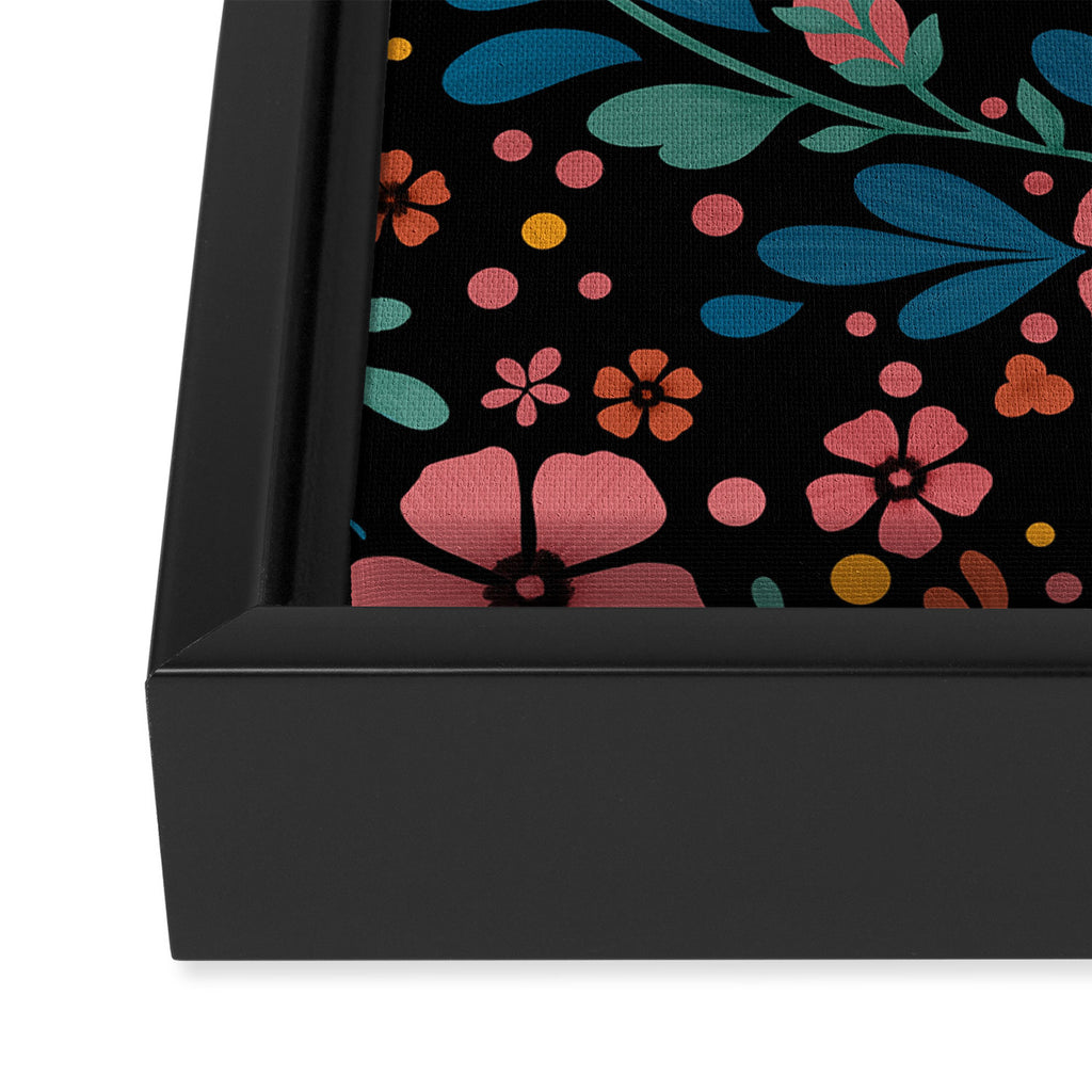 Heart with flolk flowers Framed Canvas Print Gallery Image 3