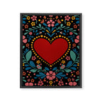 Heart with flolk flowers Framed Canvas Print Gallery Image 8