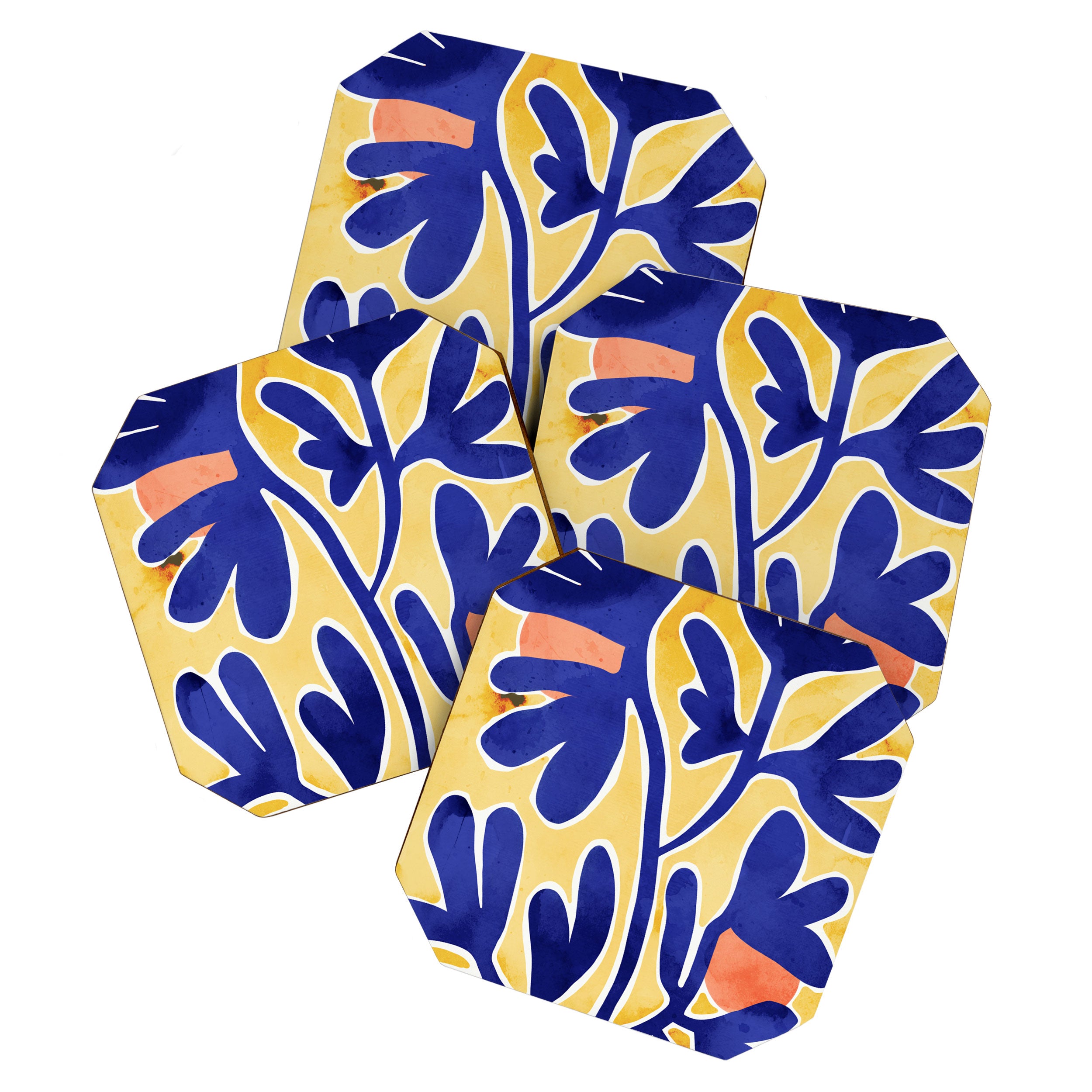Inspiration Matisse blue leaves Coaster Gallery Image 1