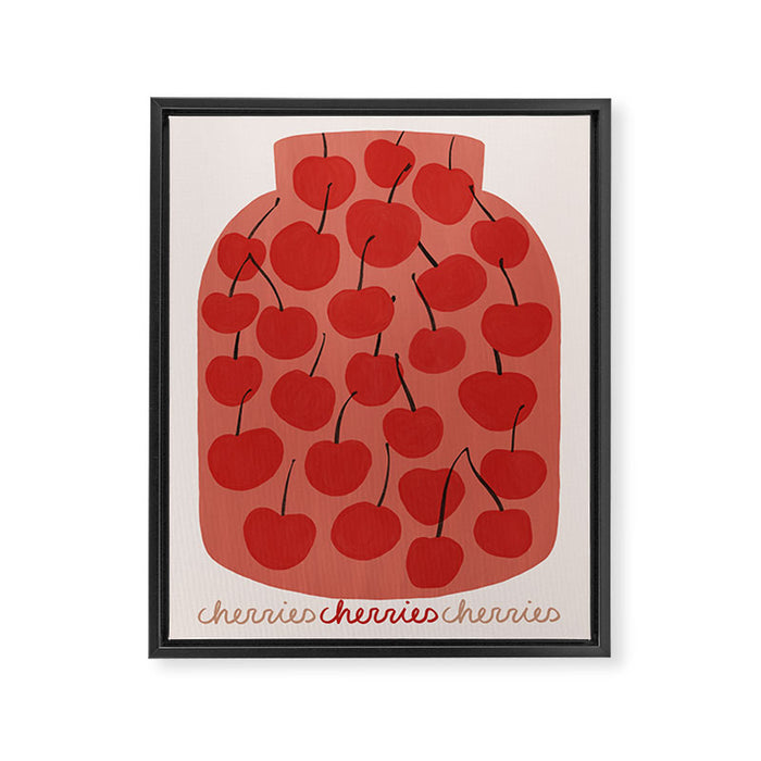 JAR OF CHERRIES Framed Canvas Print Gallery Image 1