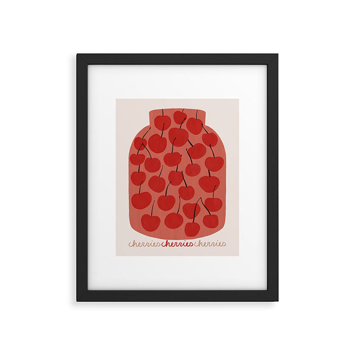 JAR OF CHERRIES Framed Art Print Gallery Image 1