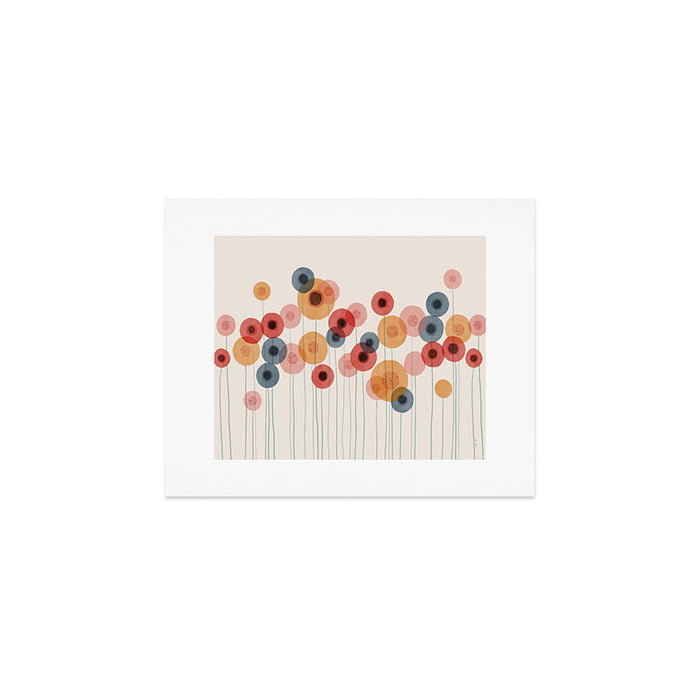 Landscape of flowers and dandelions Art Print Gallery Image 1