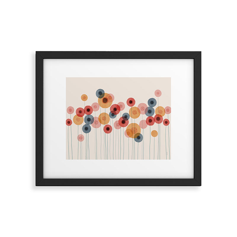 Landscape of flowers and dandelions Framed Art Print Gallery Image 5