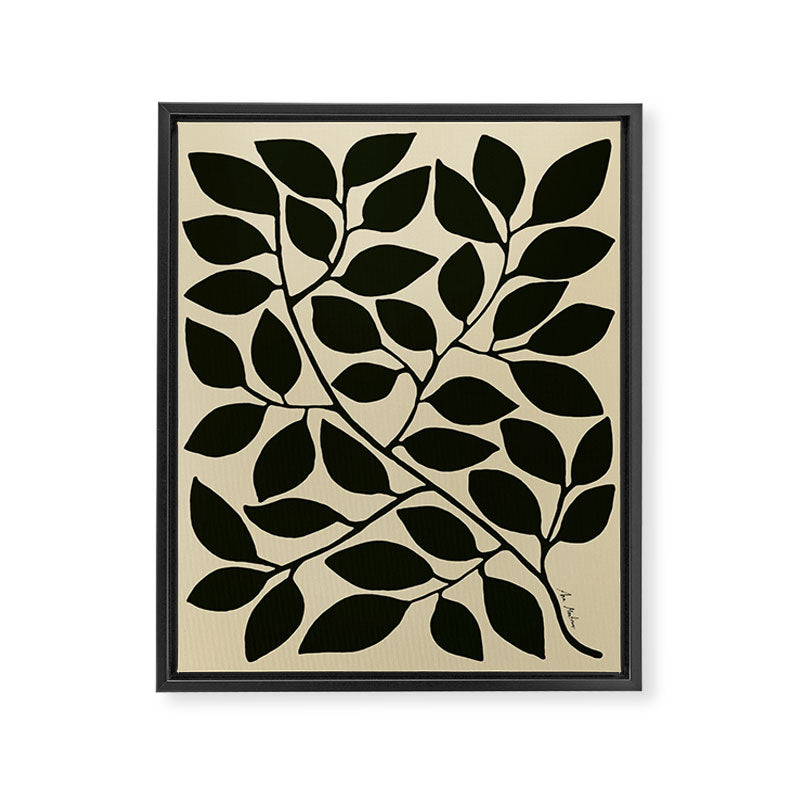 leaves black and white Framed Canvas Print Gallery Image 6