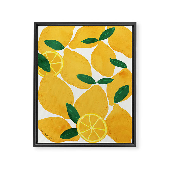 lemon mediterranean still life Framed Canvas Print Gallery Image 1