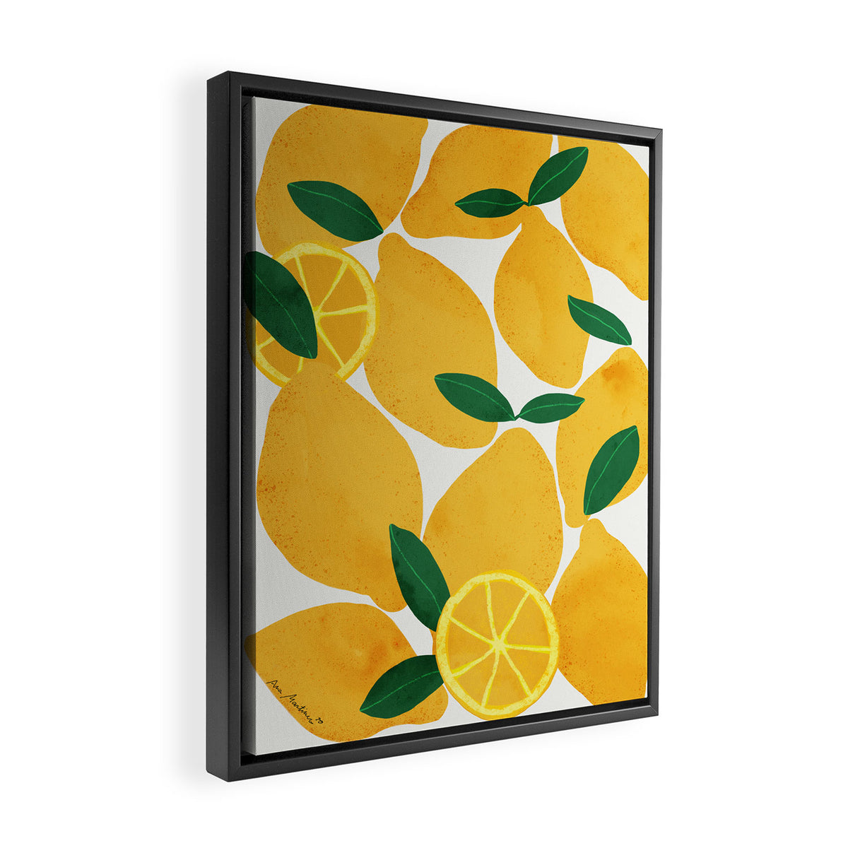 lemon mediterranean still life Framed Canvas Print Gallery Image 2