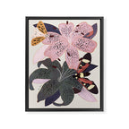 Lilies and butterflies insects Framed Canvas Print Gallery Image 6