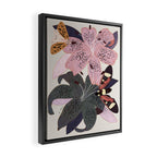 Lilies and butterflies insects Framed Canvas Print Gallery Image 2