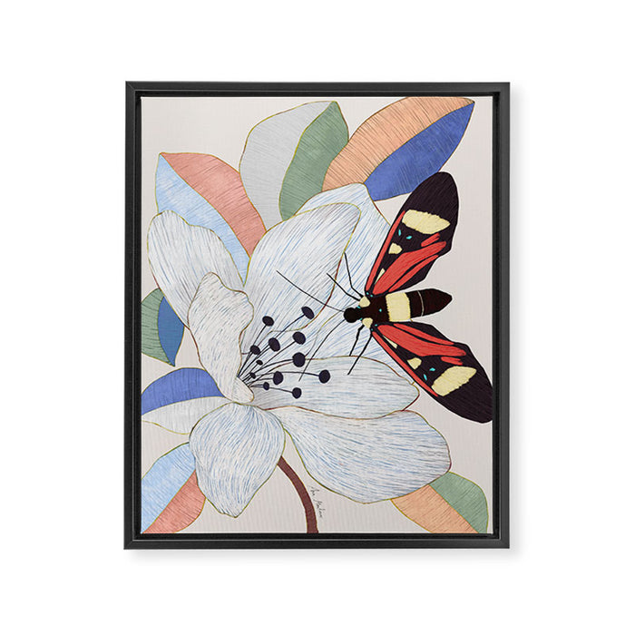 Magnolia flower and insect Framed Canvas Print Gallery Image 1