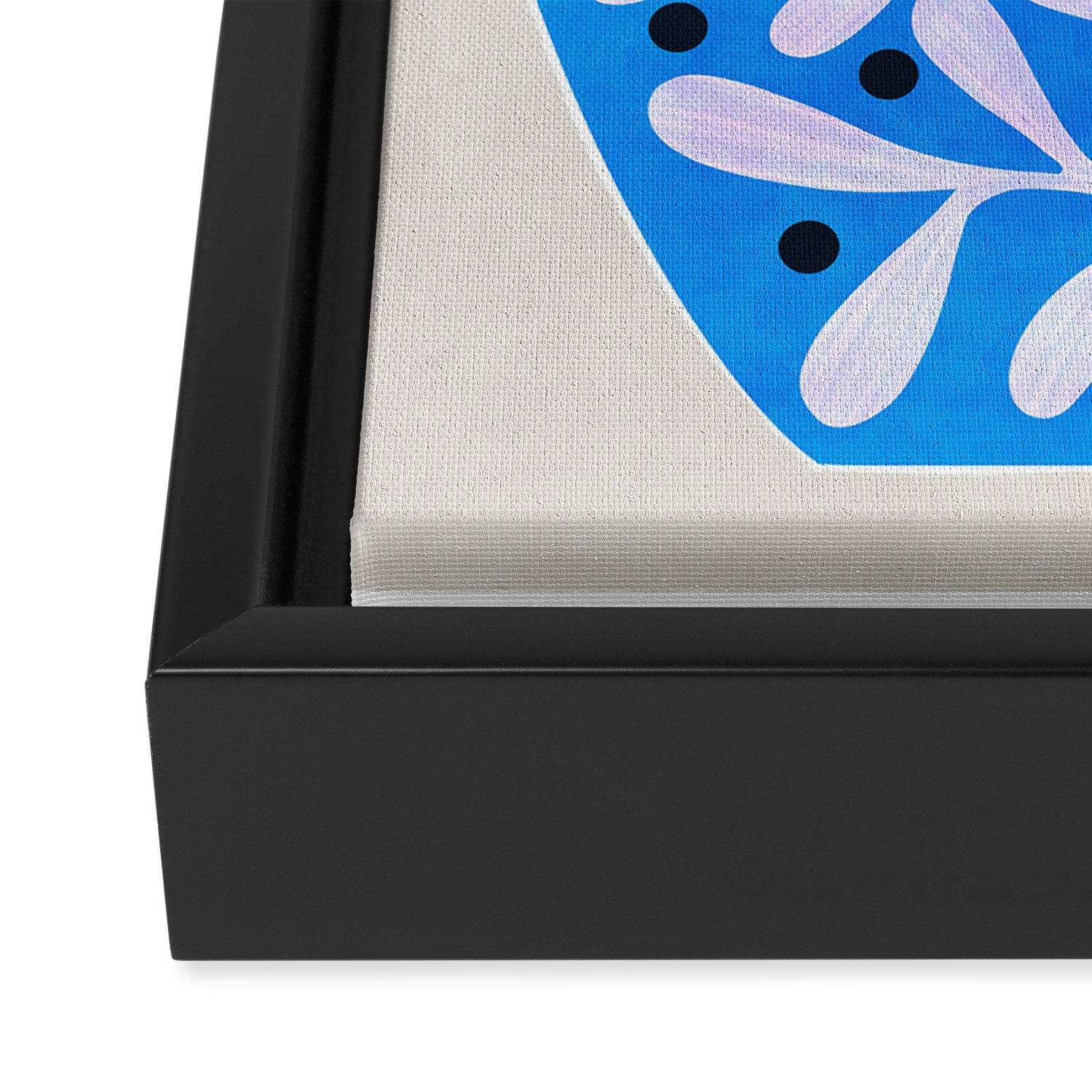 Mediterramean blue vase and leaves Framed Canvas Print Gallery Image 3