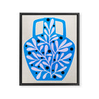 Mediterramean blue vase and leaves Framed Canvas Print Gallery Image 8