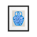 Mediterramean blue vase and leaves Framed Art Print Gallery Image 6