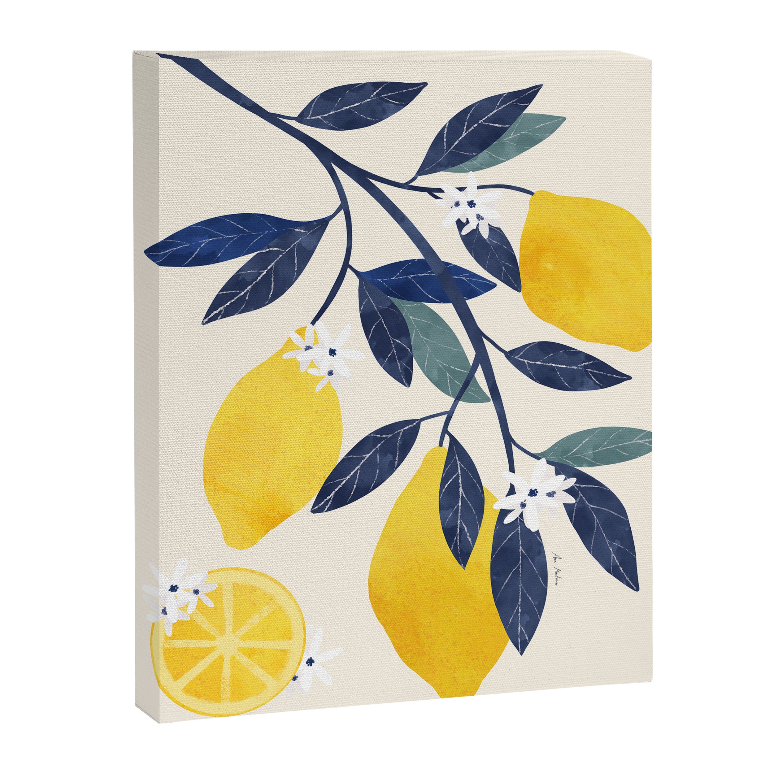 Mediterranean lemon branch pattern Canvas Print Gallery Image 6