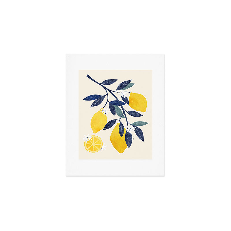 Mediterranean lemon branch pattern Art Print Gallery Image 1