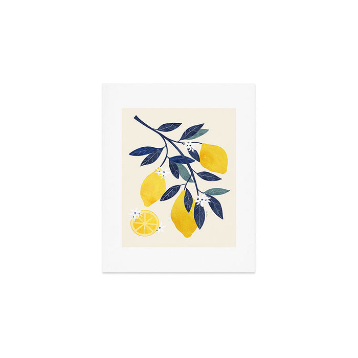 Mediterranean lemon branch pattern Art Print Gallery Image 1