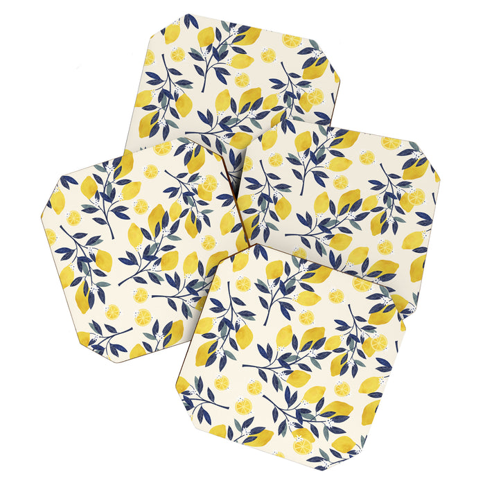 Mediterranean lemon branch pattern Coaster Gallery Image 1