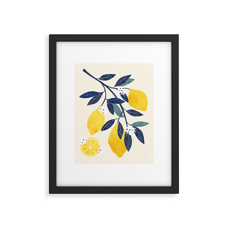 Mediterranean lemon branch pattern Framed Art Print Gallery Image 4