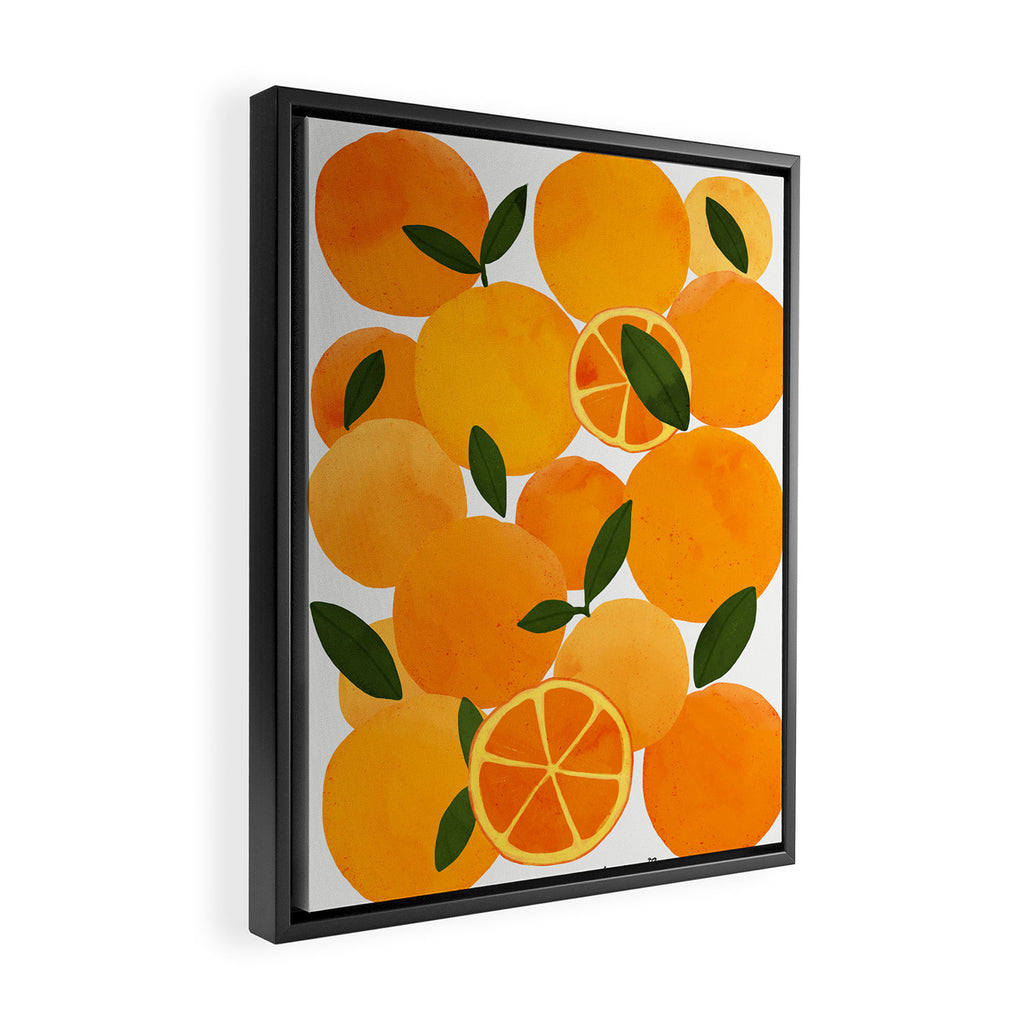 mediterranean oranges still life  Framed Canvas Print Gallery Image 2