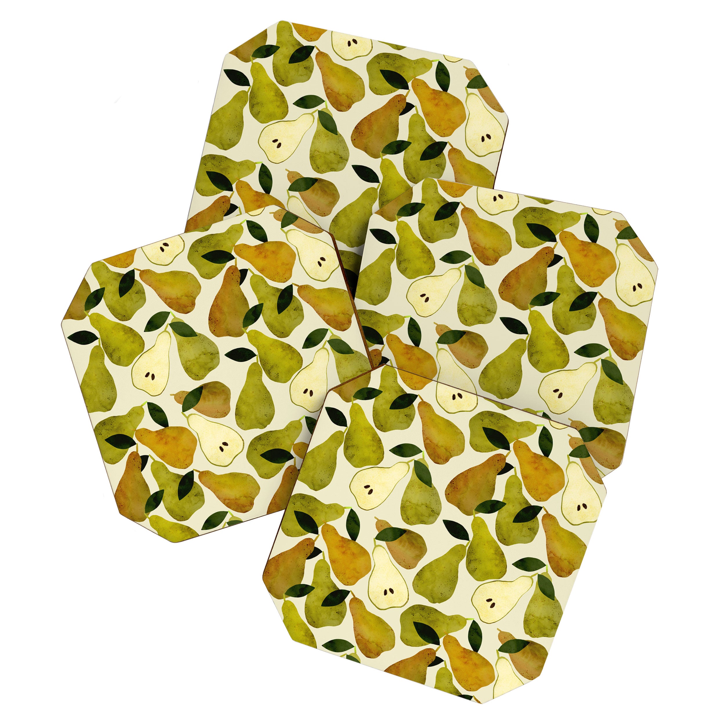 mediterranean pears watercolor Coaster Gallery Image 1