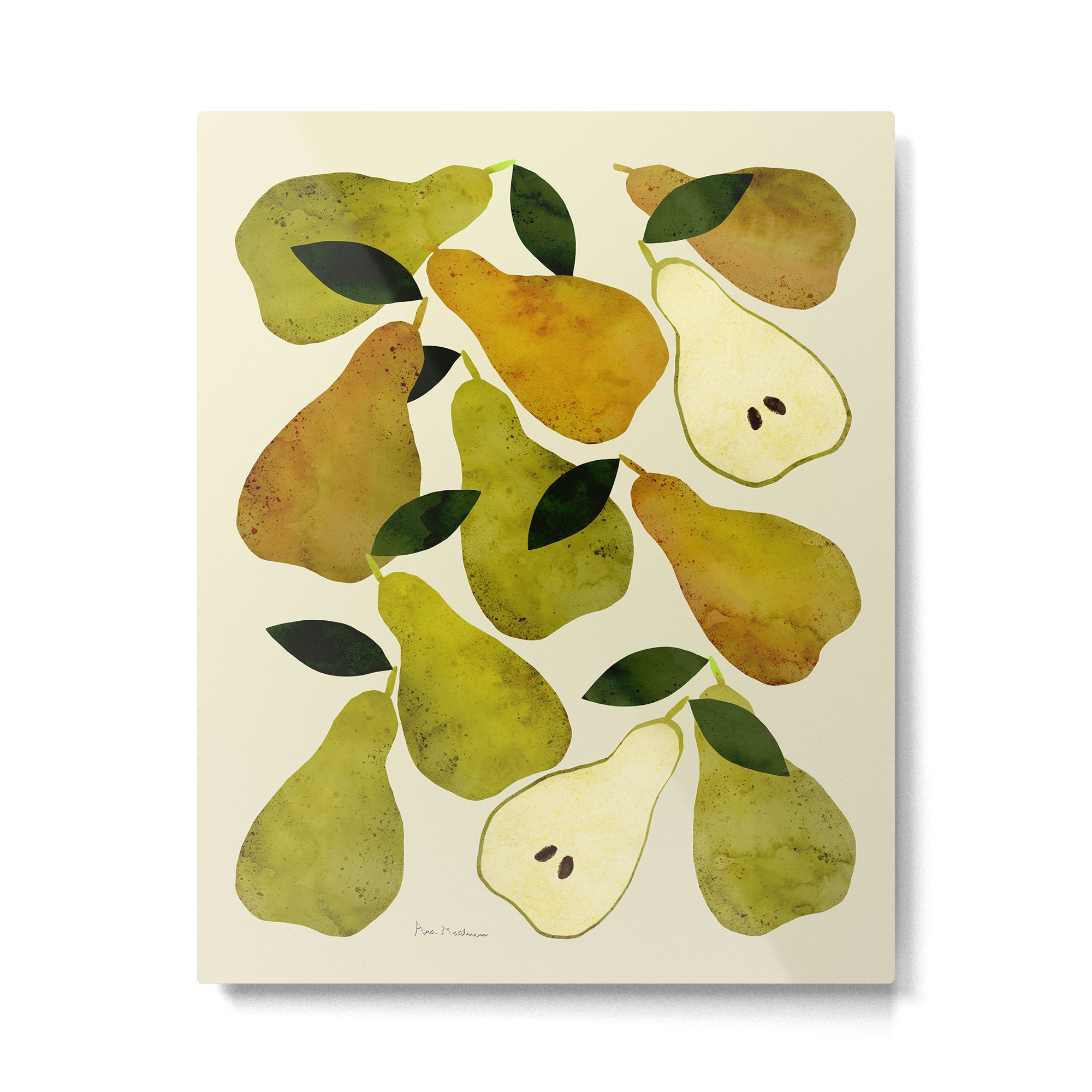 mediterranean pears watercolor Metal Print Gallery Image 4