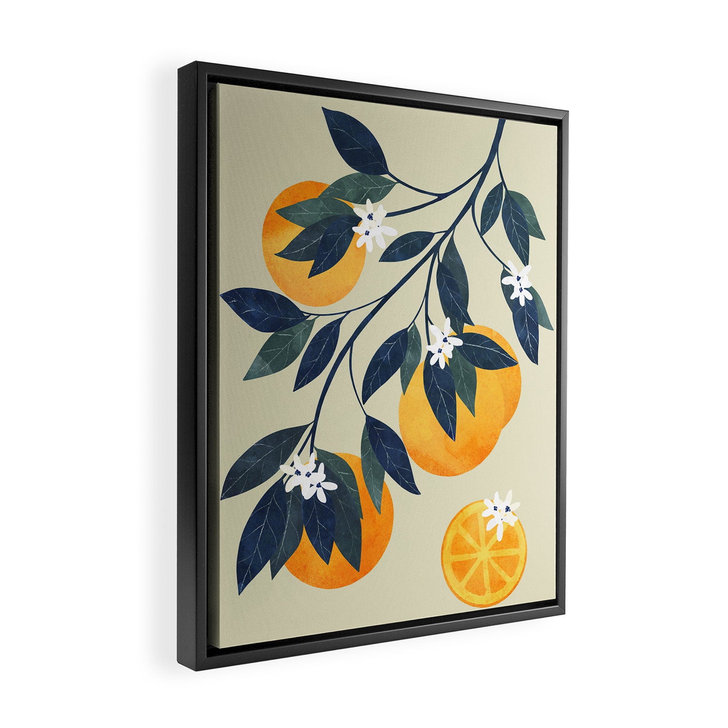Oranges branch and flowers Framed Canvas Print Gallery Image 2