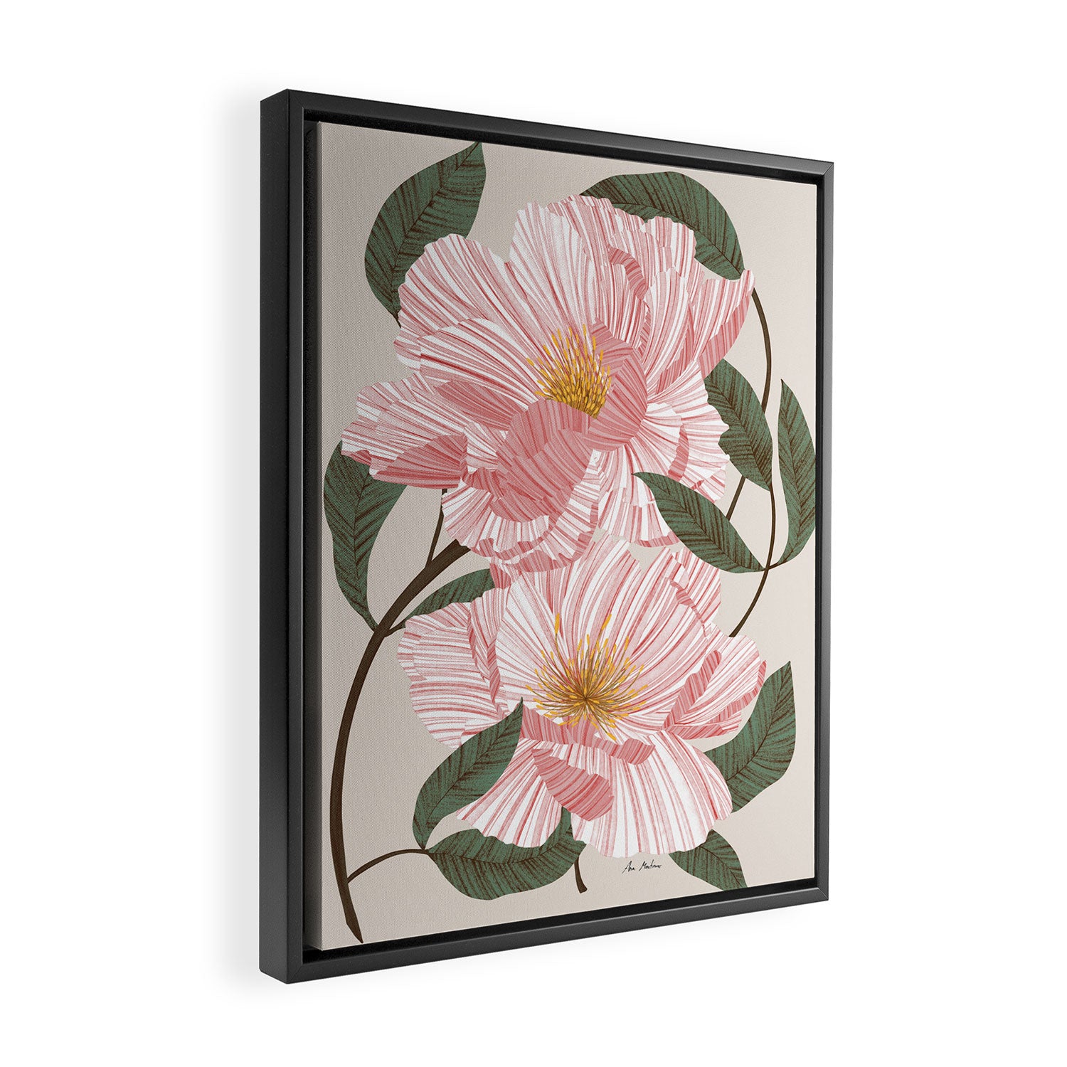 Peonies flowers I Framed Canvas Print Gallery Image 2
