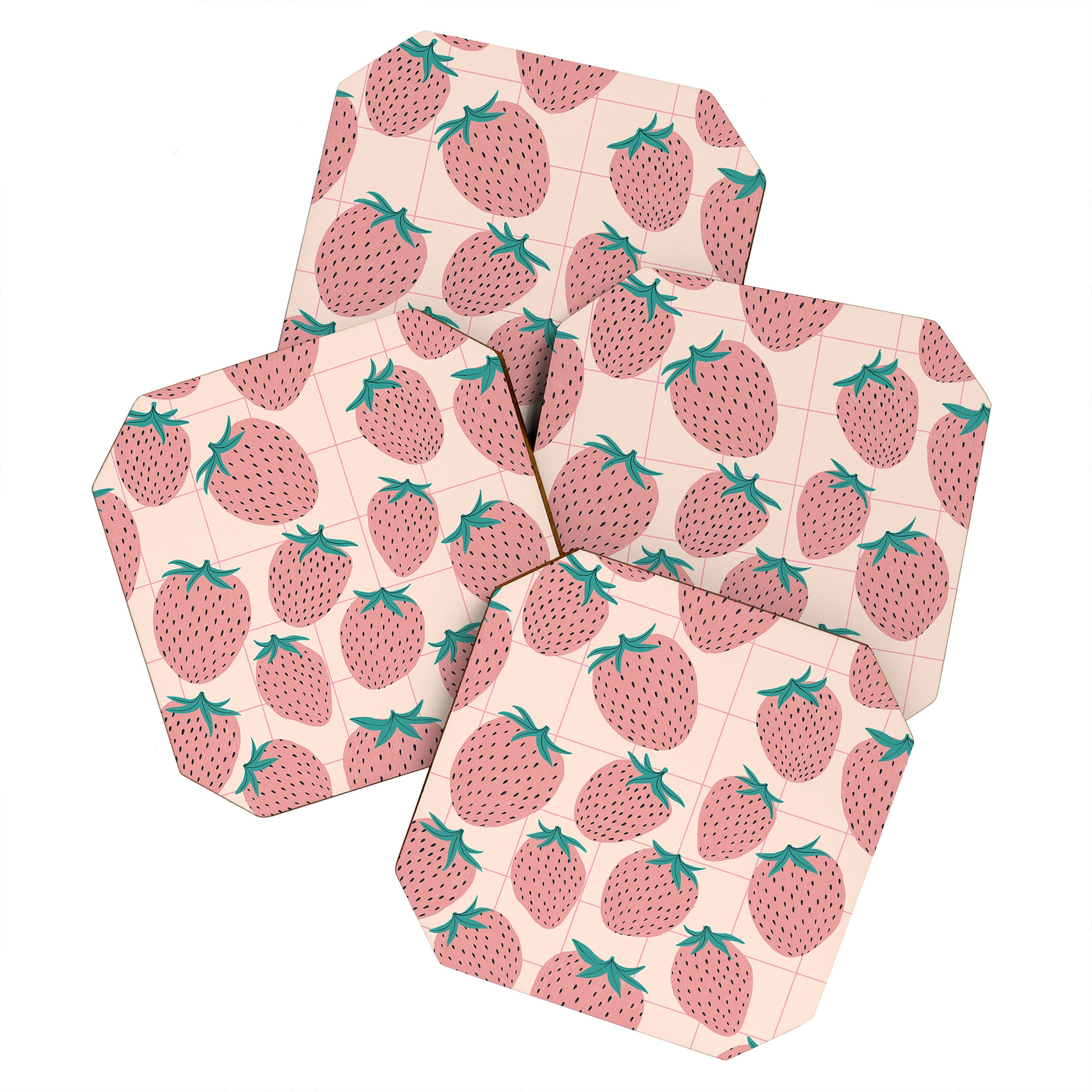 Pink strawberries Coaster Gallery Image 1