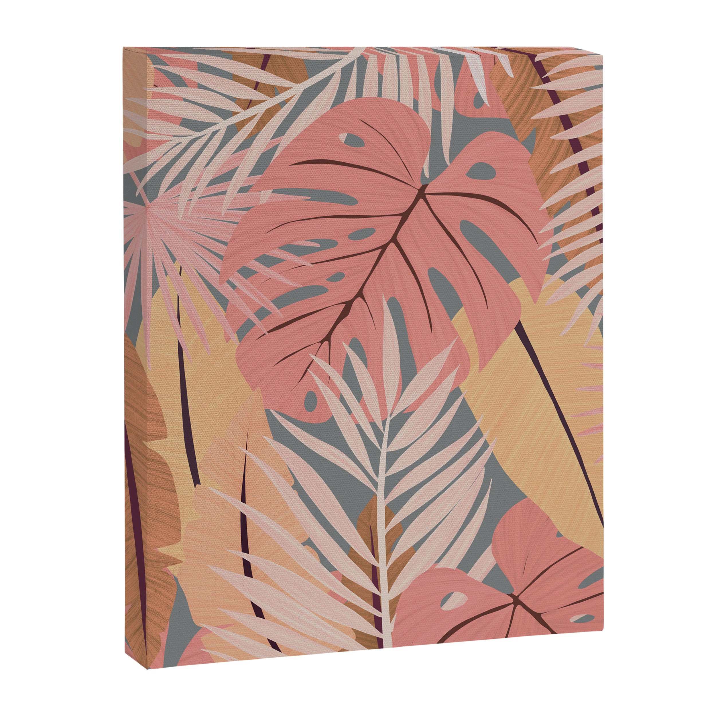 Pink tropical leaves Canvas Print Gallery Image 8